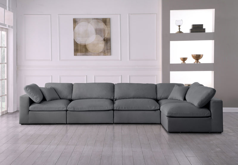 Serene - Linen Textured Fabric Deluxe Comfort Modular Sectional - Grey - Modern & Contemporary
