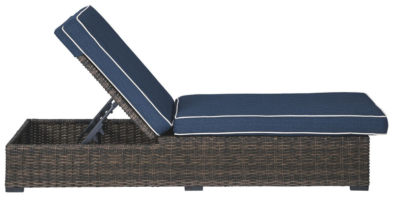 Grasson - Brown / Blue - Chaise Lounge With Cushion