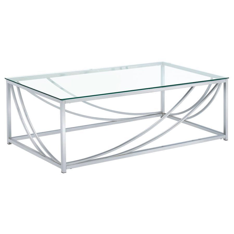 Lille - 3-Piece Glass Top Coffee End Sofa Table Set - Chrome