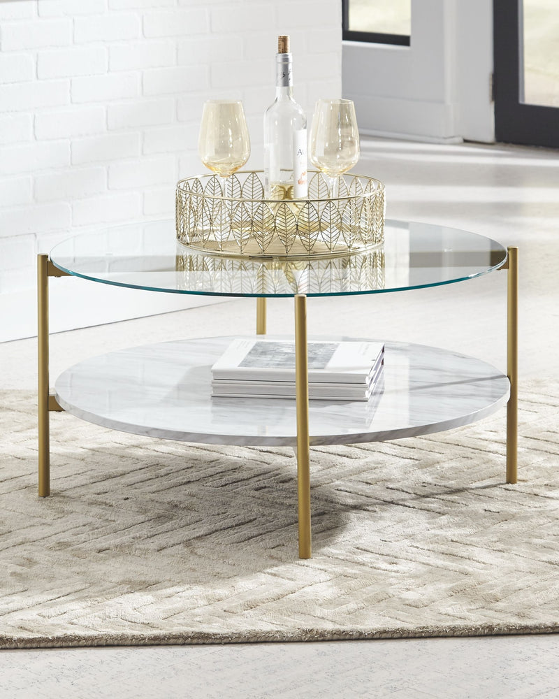 Wynora - White / Gold - Round Cocktail Table