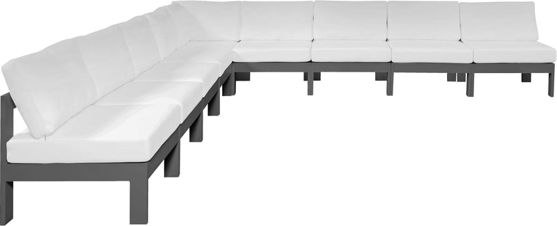 Nizuc - Outdoor Patio Modular Sectional 9 Piece - White - Fabric - Modern & Contemporary