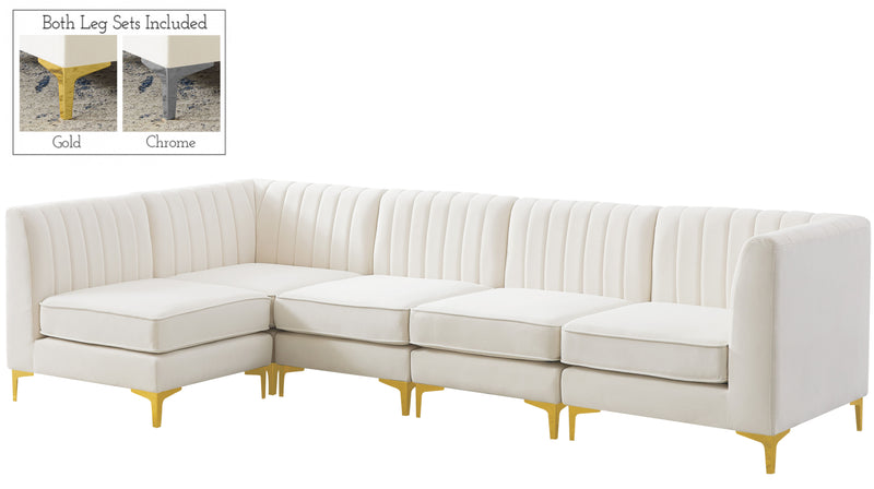 Alina - Modular Sectional 5 Piece - Cream - Fabric