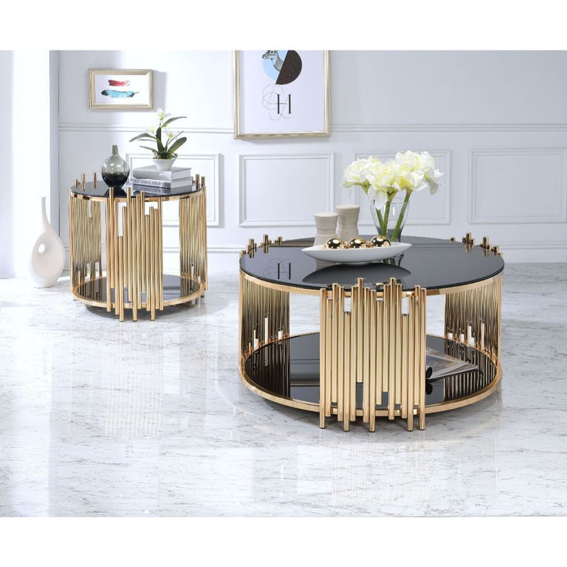 Tanquin - Coffee Table - Gold & Black Glass