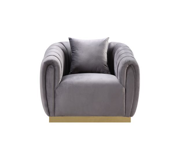 Elchanon - Chair - Gray Velvet & Gold Finish - 30"