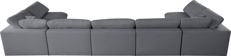 Serene - Linen Textured Fabric Deluxe Comfort Modular Sectional 7 Piece - Grey
