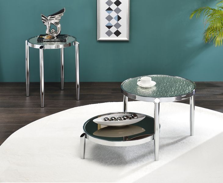Abbe - End Table - Glass & Chrome Finish