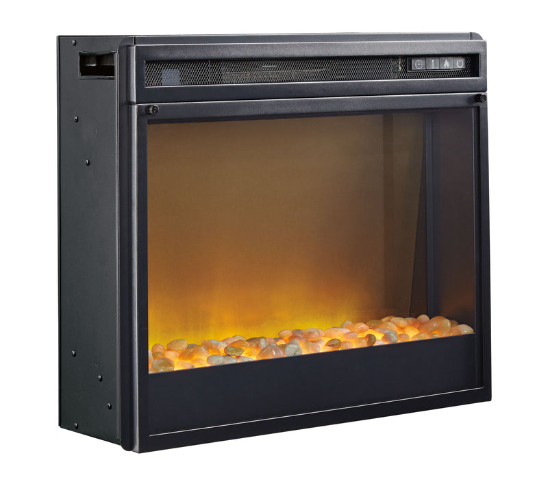 Entertainment - Black - Fireplace Insert Glass/Stone