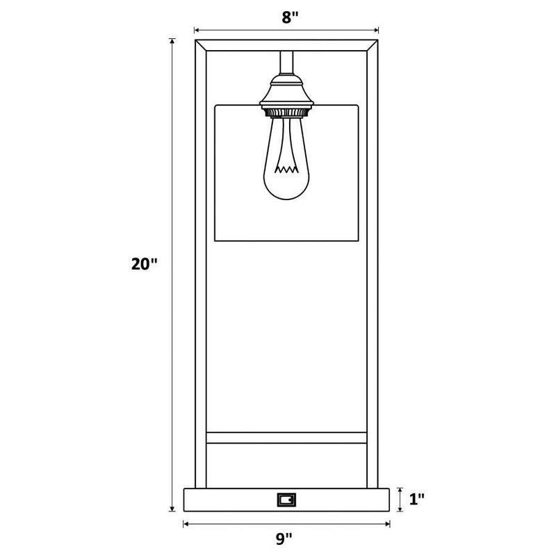 Shoto - Glass Shade Metal Bedside Table Lamp - Black