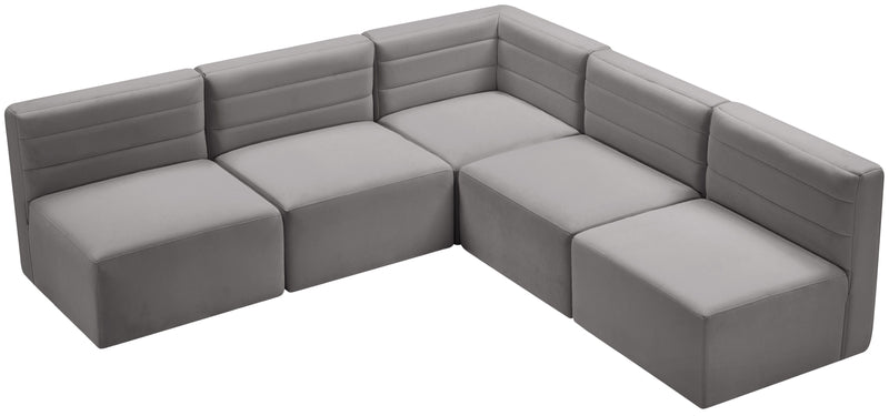 Quincy - Modular Sectional 5 Piece - Grey - Fabric - Modern & Contemporary