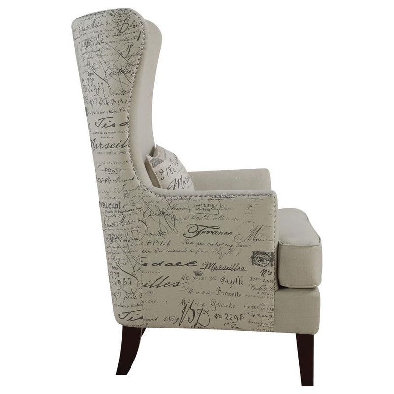 Pippin - Curved Arm High Back Accent Chair - Cream