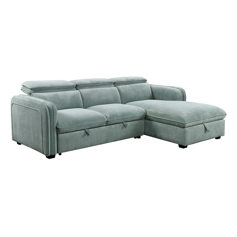 Zavala - Sectional Sofa With Sleeper & Storage - Light Green