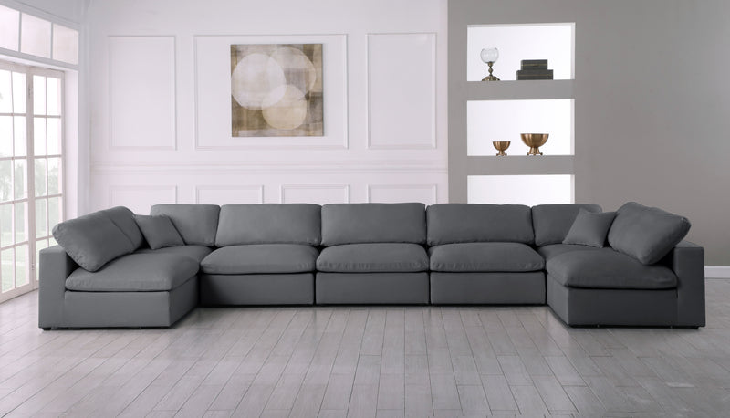 Serene - Linen Textured Fabric Deluxe Comfort Modular Sectional 7 Piece - Grey