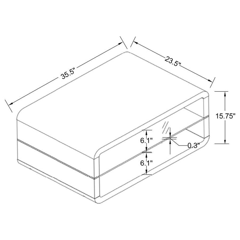 Elana - Rectangle 2-Shelf - Coffee Table - Glossy White