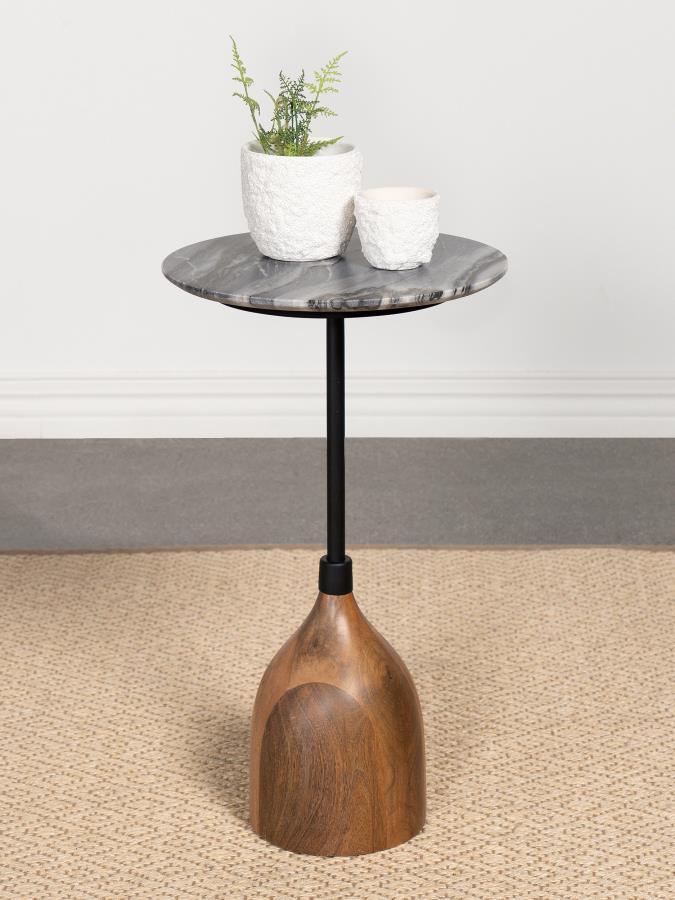 Ophelia - Round Marble Top Side Table - Black
