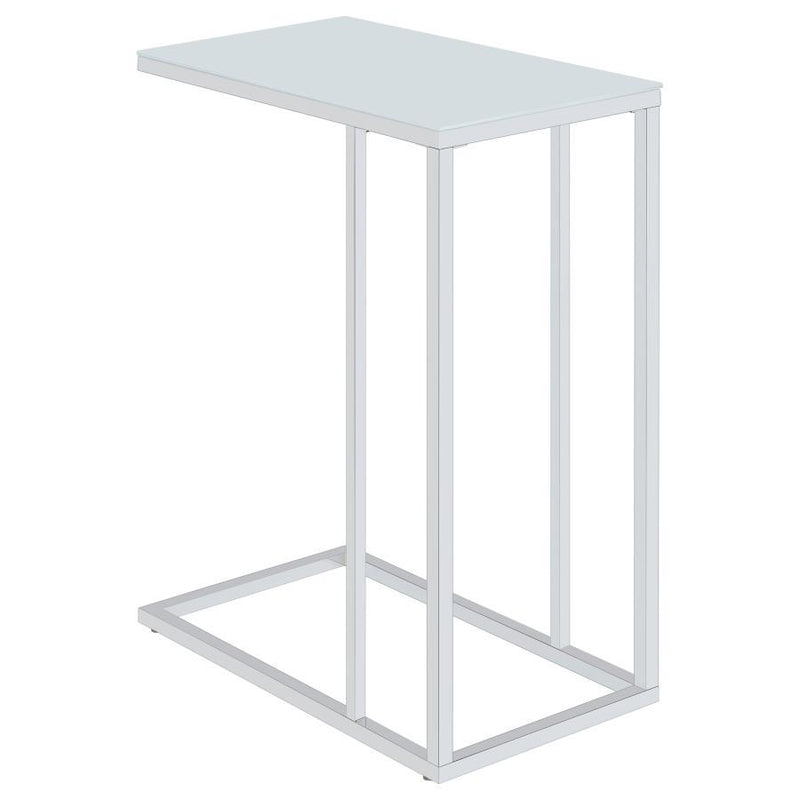 Stella - Glass Top Accent Table - Chrome And White