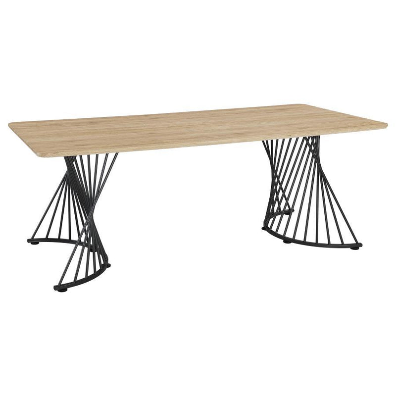 Altus - Swirl Base Dining Table - Natural Oak And Gunmetal