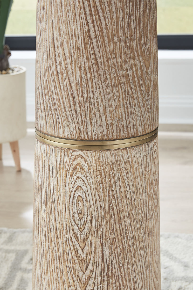 Gasparleigh - Brown / Gold Finish - Poly Floor Lamp