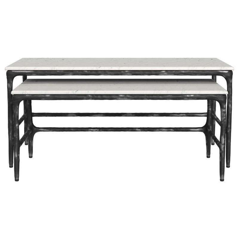 Ebby - 2-Piece Genuine Marble Top Nesting Coffee Tables - White