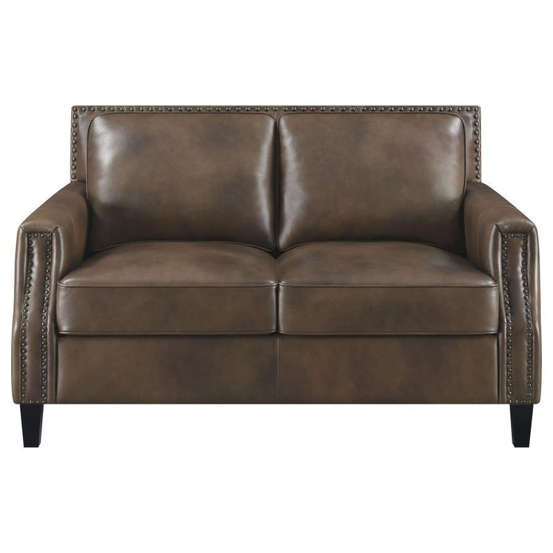 Leaton - Upholstered Recessed Arm Loveseat - Brown Sugar