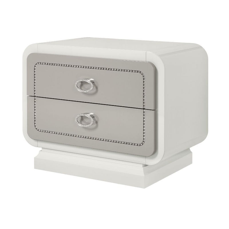 Allendale - Nightstand - Ivory & Latte High Gloss