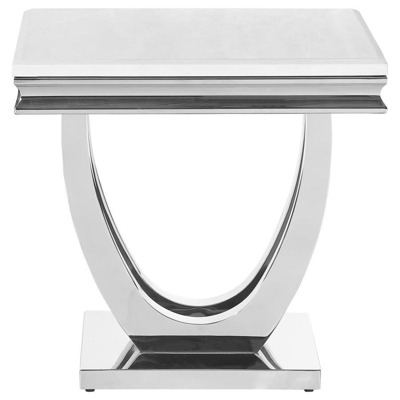 Kerwin - U-Base Square End Table - White And Chrome