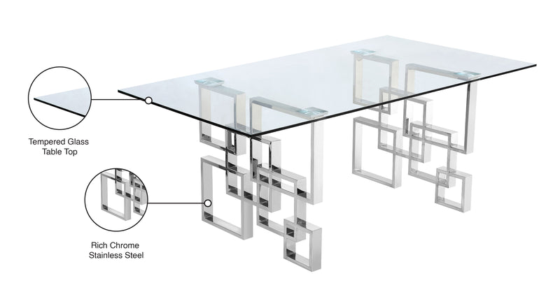 Alexis - Dining Table - Pearl Silver - Glass