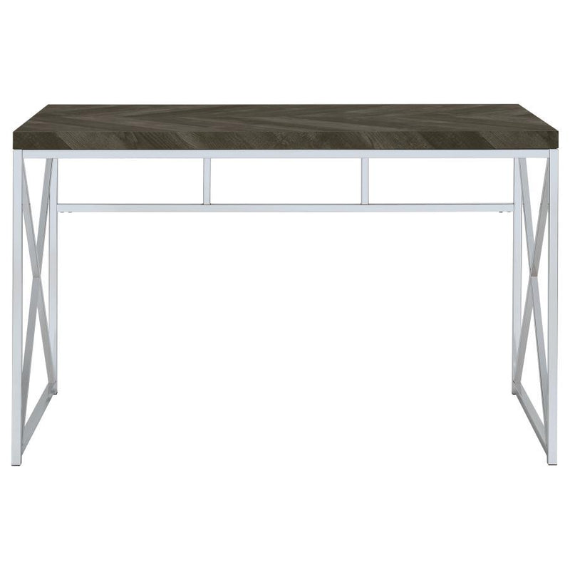 Grimma - Writing Office Desk - Rustic Gray And Chrome