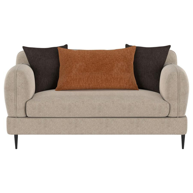 Jade - Chenille Upholstered Sculpted Track Arm Loveseat - Latte