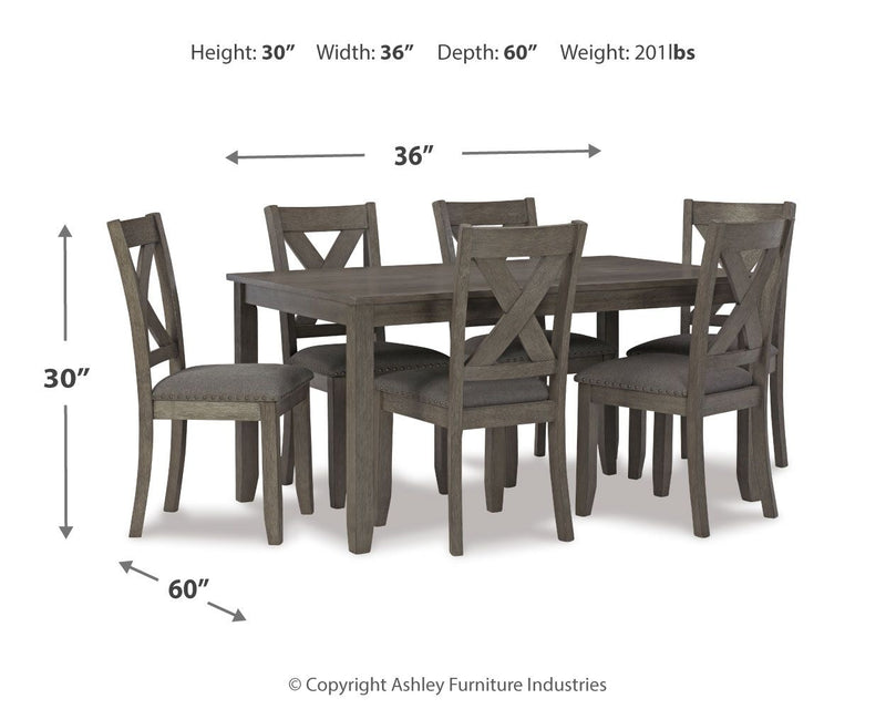 Caitbrook - Gray - Rect Drm Table Set (Set of 7)