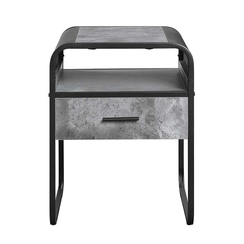 Raziela - End Table - Concrete Gray & Black Finish - 22"