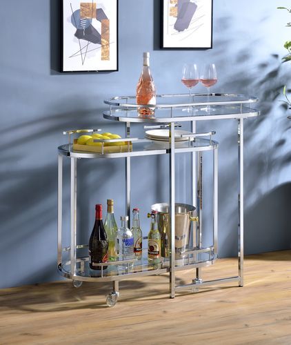 Piffo - Serving Cart - Clear Glass & Chrome Finish