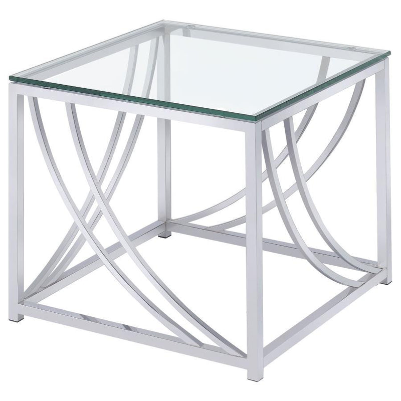 Lille - 3-Piece Glass Top Coffee End Sofa Table Set - Chrome