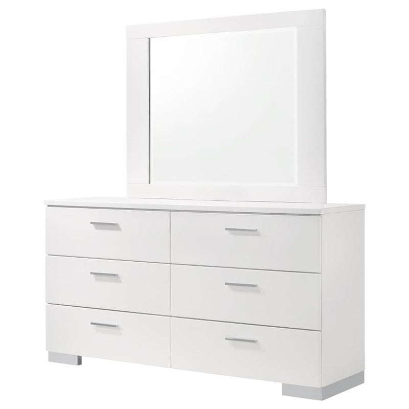 Felicity - 6-Drawer Dresser With Mirror - Glossy White