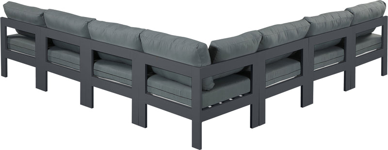 Nizuc - Outdoor Patio Modular Sectional 7 Piece - Gray Dark - Fabric - Modern & Contemporary