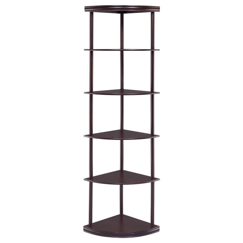 Bonwick - 5-Shelf Corner Bookshelf - Cappuccino