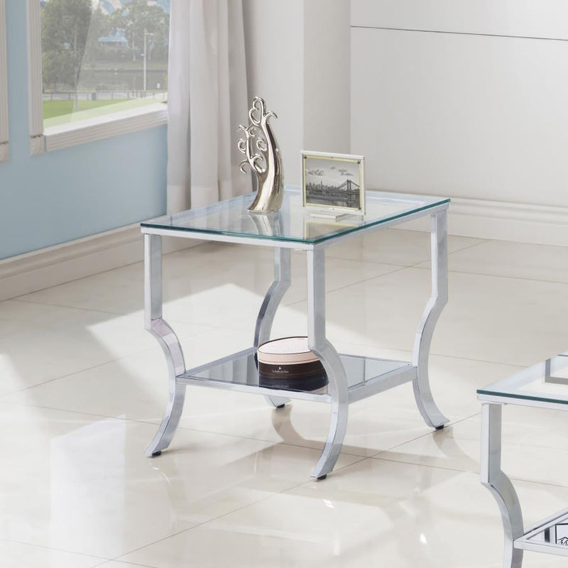 Saide - Square Glass Top Side End Table - Chrome