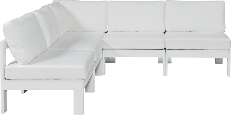 Nizuc - Outdoor Patio Modular Sectional 5 Piece - White - Fabric - Modern & Contemporary