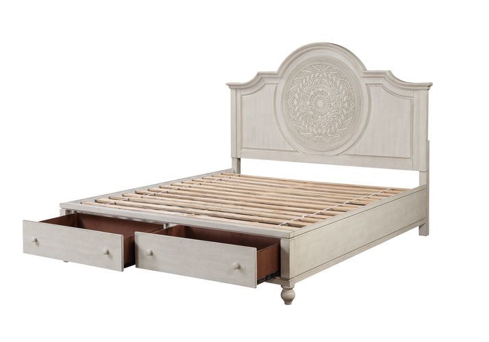 Roselyne - Queen Bed - Antique White Finish