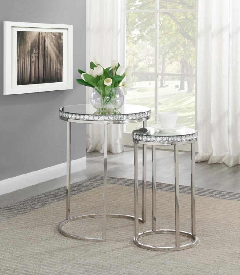 Addison - 2-Piece Round Nesting Table - Silver