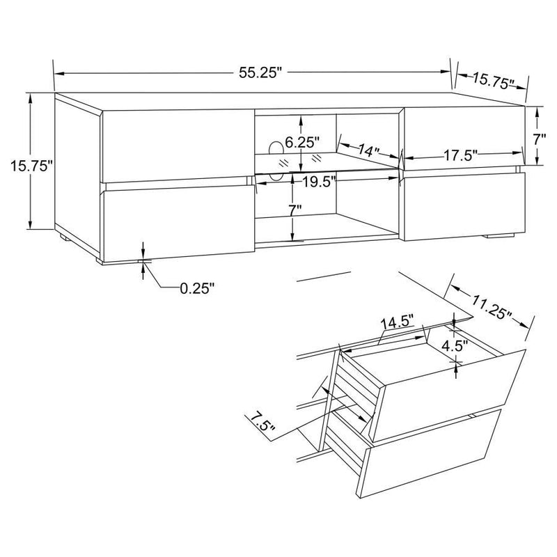 Galvin - 4-Drawer TV Console Glossy - White