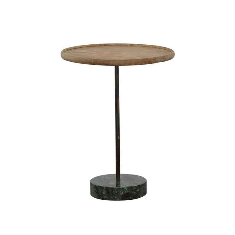 Ginevra - Round Marble Base Accent Table - Natural and Green