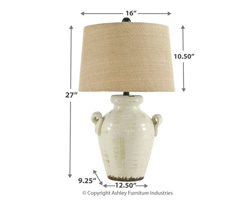 Emelda - Cream - Ceramic Table Lamp