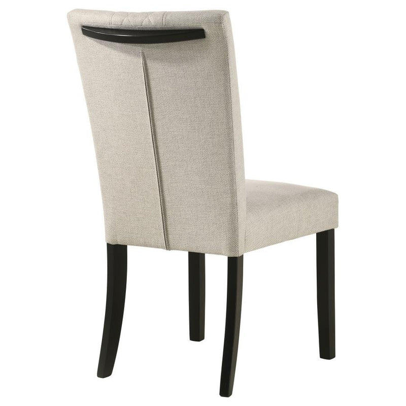 Malia - Upholstered Solid Back Dining Side Chair (Set of 2) - Beige And Black