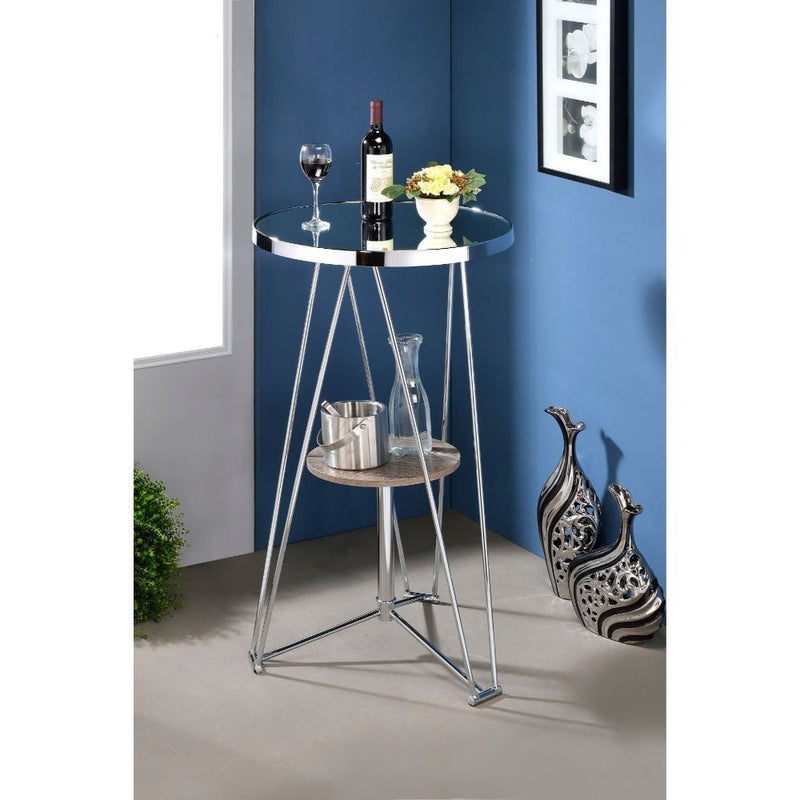 Jarvis - Bar Table - Mirror, Gray Oak & Chrome