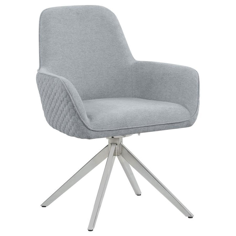 Abby - Flare Arm Side Chair - Light Grey and Chrome