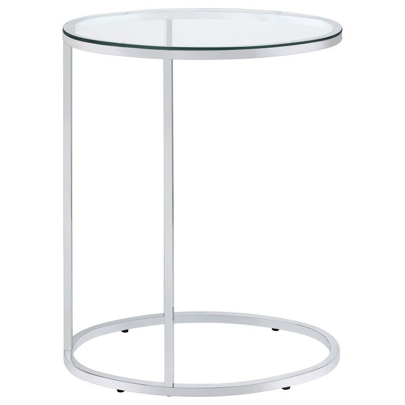 Kyle - Oval Snack Table - Chrome and Clear