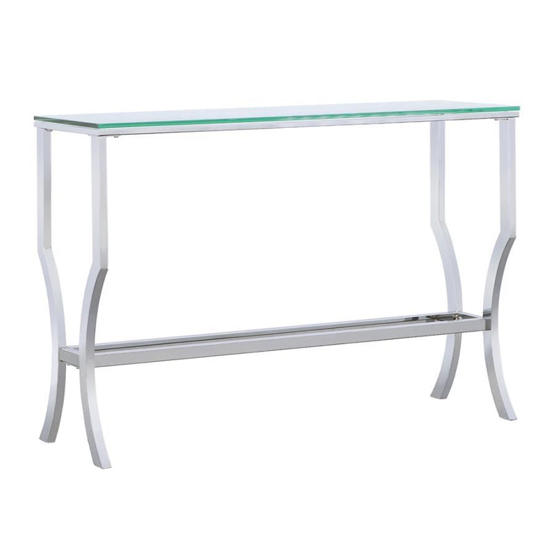 Saide - Rectangular Sofa Table With Mirrored Shelf - Chrome