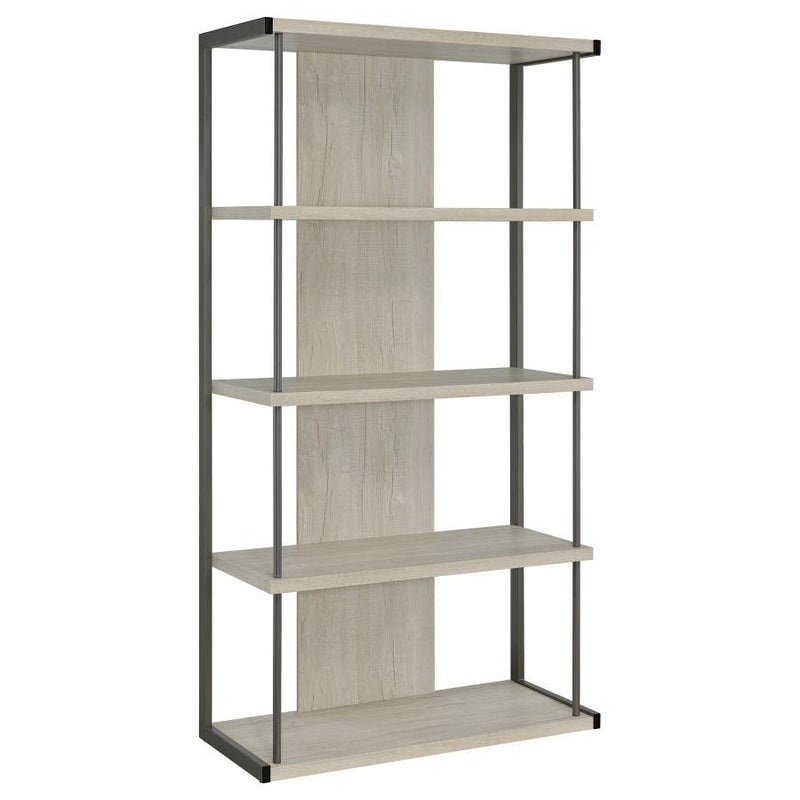 Loomis - 4-Shelf Bookcase - Whitewashed Gray - Wood