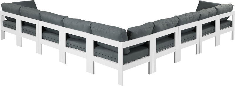 Nizuc - Outdoor Patio Modular Sectional 9 Piece - Grey - Fabric - Modern & Contemporary