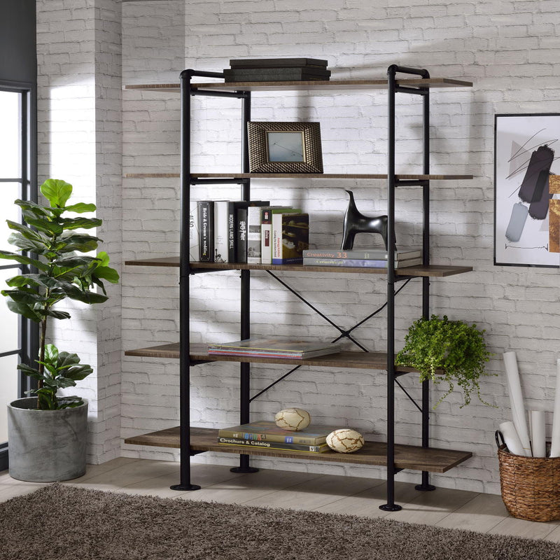 Nefo - Bookshelf - Rustic Oak & Black Finish